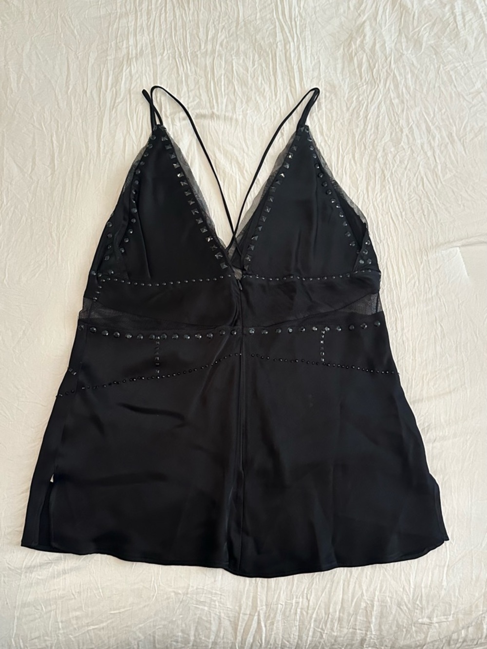 Zara Black Embellished Satin Camisole